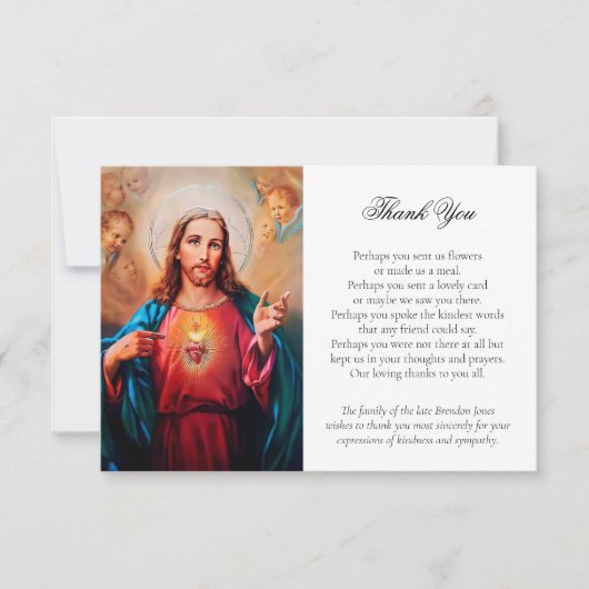 Katholieke Jezus Sympathie Uitvaart dank u kaart (Voorkant)