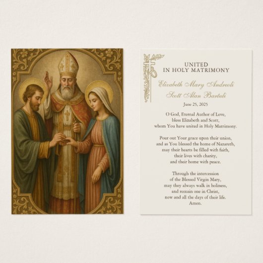 Katholieke Kaart van het huwelijksgebed Betrothal (Voorkant /achterkant)