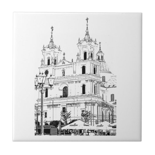 Katholieke kerkarchitectuur Schets Tegeltje (Voorkant)