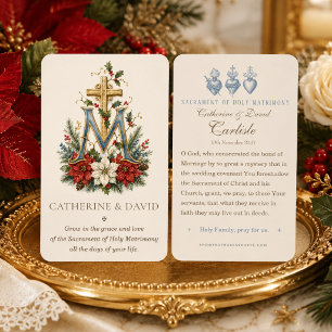 Katholieke Kerst Huwelijks Poinsettia Gebed Visitekaartje