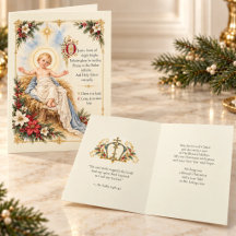Katholieke kerstkaart met baby Jezus en bloemen