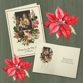 Katholieke kerstmaagd Mary Jesus Floral Card Kaart