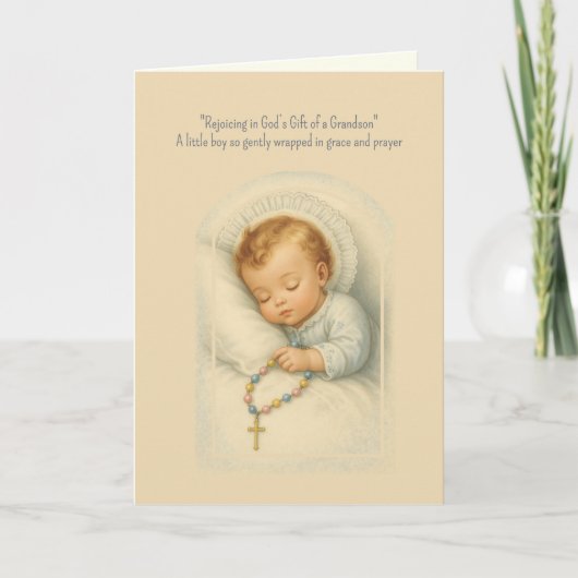 Katholieke kleinzoon gefeliciteerd met grootouders kaart (Voorkant)