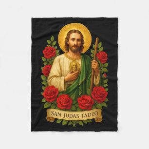 Katholieke Kunst Van Sint-Judas Taddeüs Met Rode R Fleece Deken