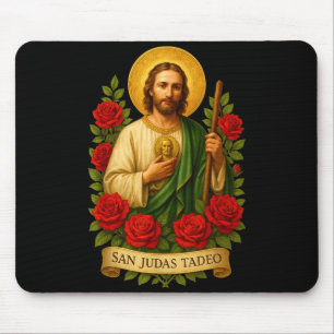 Katholieke kunst van Sint Judas Taddeus met rode r Muismat
