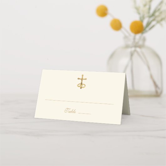 Katholieke  legant Simple Wedding Place Card (Voorkant)