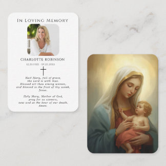 Katholieke Maagd Maria Religieuze Rouwkaart Visitekaartje