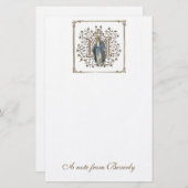Katholieke Maagd Mary Cross Religieuze Briefpapier (Voorkant / Achterkant)