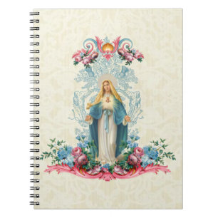 Katholieke Maagd Mary Floral Notitieboek