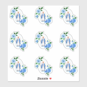 Katholieke Maagd Mary Floral Religieuze Sticker