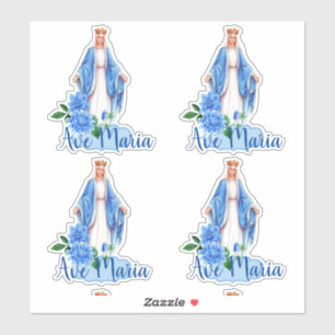Katholieke Maagd Mary Floral Religieuze Sticker