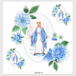 Katholieke Maagd Mary Floral Religieuze Sticker