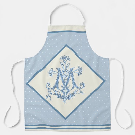 Katholieke Maagd Mary Marian Cross Blue Lilies Apr Schort (Voorkant)