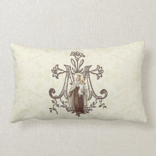 Katholieke Maagd Mary Mont Carmel Jesus Scapular Kussen