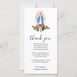 Katholieke Maagd Mary Religieuze deelneming Bedankkaart