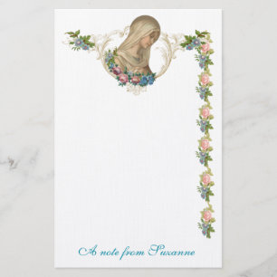 Katholieke Maagd Mary Religieuze Floral Briefpapier