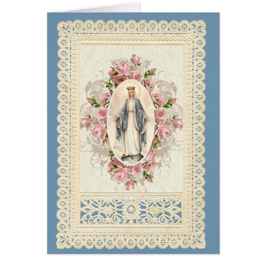 Katholieke Maagd Mary Religieuze Floral Lace (Voorkant)
