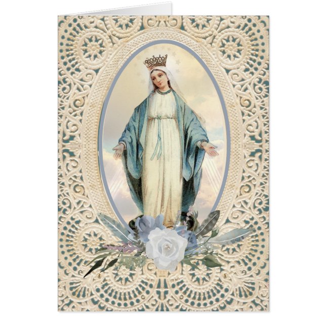 Katholieke Maagd Mary Religieuze Rozen Lace (Voorkant)