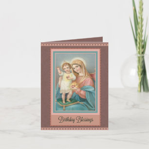 Katholieke Maagdelijke Mary Jesus Birthday Note Kaart