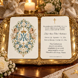 Katholieke Mariamonogram Engel Babyherdenkingsgebe Visitekaartje