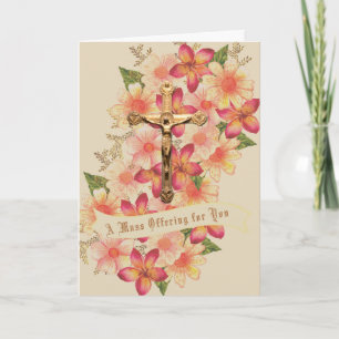 Katholieke mis met herfstbloemenkelk feestdagen kaart