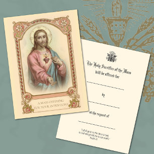 Katholieke Misintentie Jezus Heilige Kaarten Notitiekaartje