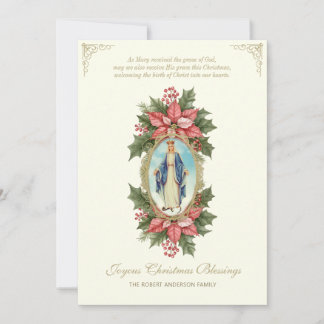 Katholieke Moeder Maria Gebed Poinsettias Feestdagenkaart