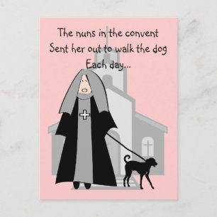 Katholieke non Funny Cards "Walking the Dog" Briefkaart