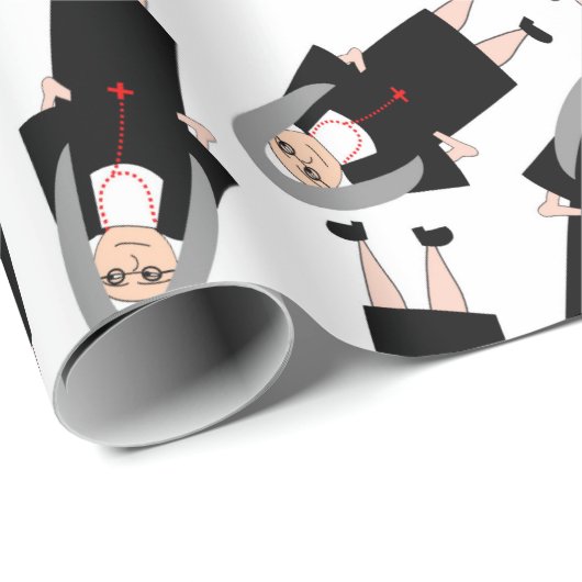 katholieke nonnen in zwarte habitat - giftafval cadeaupapier (Rol Hoek)