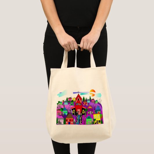 Katholieke nonnen Kunst "Kop naar de kerk" Canvas Tote Bag (Voorkant (product))