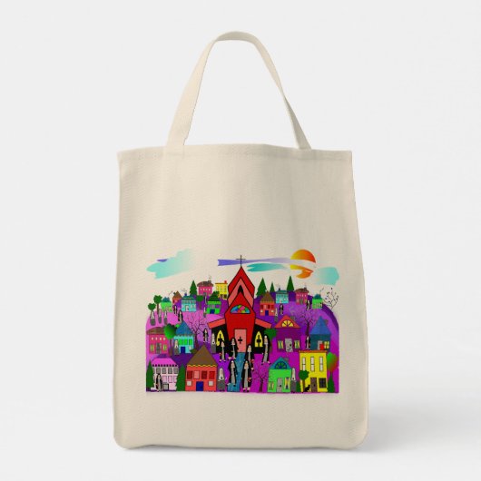 Katholieke nonnen Kunst "Kop naar de kerk" Canvas Tote Bag (Achterkant)