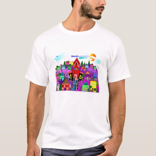 Katholieke nonnen Kunst "Kop naar de kerk" T-shirt (Voorkant)