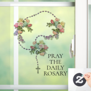 Katholieke Pray de Heilige Rosary Rozen Floral Raamsticker
