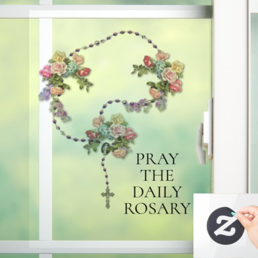 Katholieke Pray de Heilige Rosary Rozen Floral Raamsticker (Huis)