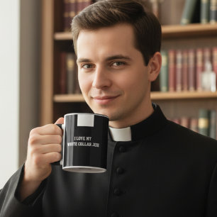 Katholieke priester Black Clergy Collar Religieuze Mok