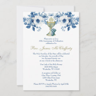 Katholieke priester wijding blauw Jubileum Kaart