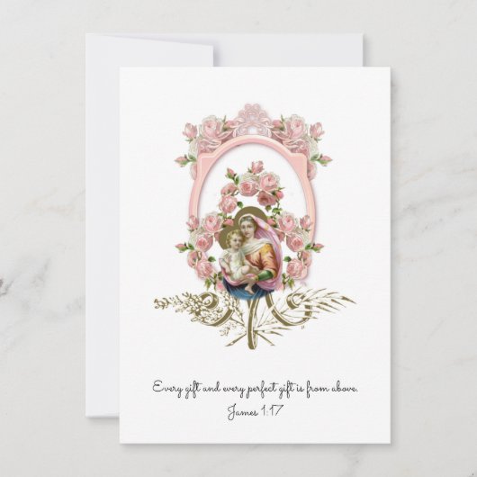 Katholieke Religieuze Baby shower Uitnodiging (Voorkant)