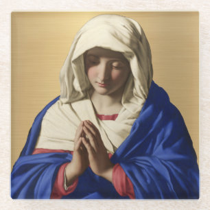 Katholieke Religieuze Maagd Mary Gold Glazen Onderzetter