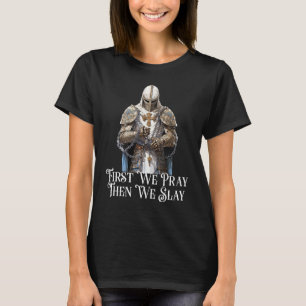 Katholieke Ridder die Rosenkrans bidt Lepanto Slag T-shirt