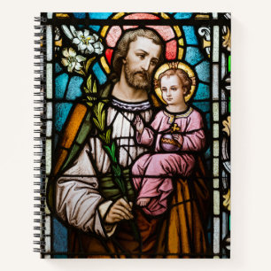 Katholieke St. Joseph Jesus Glas in lood Religieuz Notitieboek