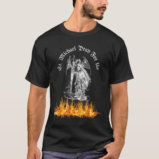 Katholieke St Michael Bid Voor Ons Casting Satan N T-shirt (Voorkant)