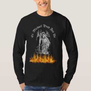 Katholieke St Michael Bid Voor Ons Satan Gooiend N T-shirt