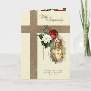 Katholieke sympathie Maagd Mary Jesus Red Roses Ca Kaart