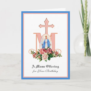 Katholieke verjaardagsmisaanbieding Maagd Maria Ro Kaart