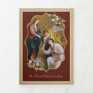 katholieke Vintage St. Valentijn Prayer Drieluik Wenskaart