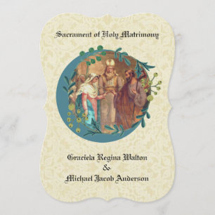 Katholieke Weddenschap Floral Wreath Uitnodiging