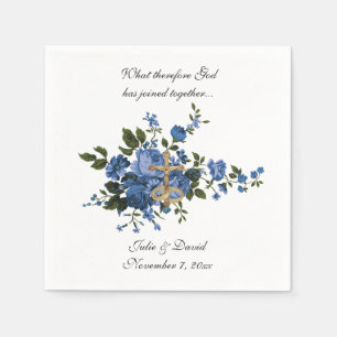 Katholieke Weduwen Blauwe Bloemen Goud Kruis legan Servet