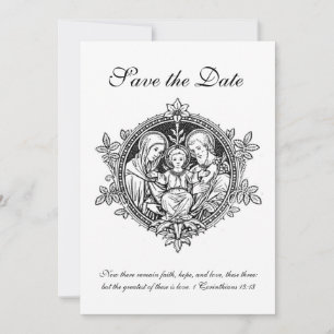 Katholieke Zwarte & Witte Heilige Familie Save The Date