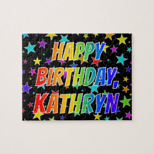 "KATHRYN" voornaam, geun "HAPPY BIRTHDAY" Legpuzzel