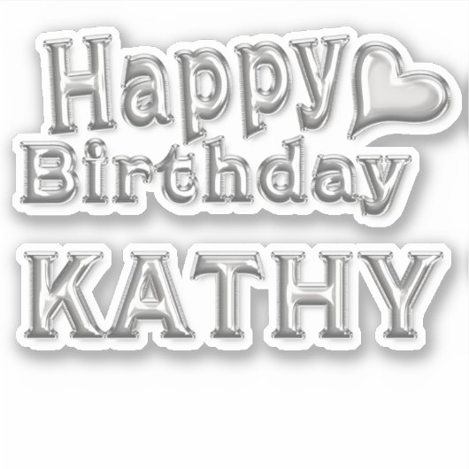 Kathy Happy Birthday silver Aufkleber Sticker (Voorkant)